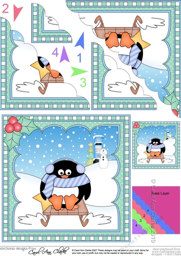 Christmas Penguin Scalloped Corner Stacker