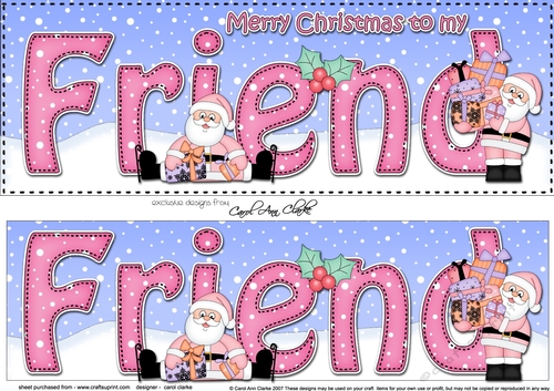 Large DL Merry Christmas to my FRIEND with Santa 3D decoupage 