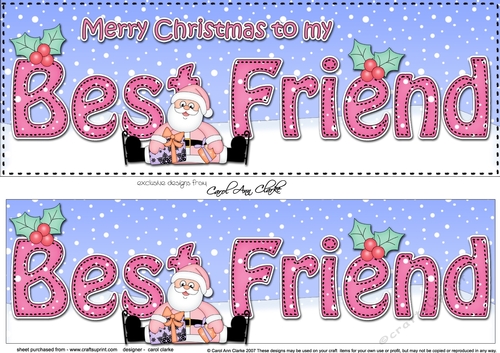 Large DL Merry Christmas to my BEST FRIEND with Santa 3D decoupage 