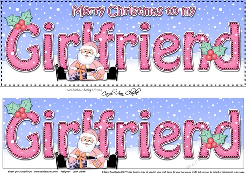 Large DL Merry Christmas to my GIRLFRIEND with Santa 3D decoupage 