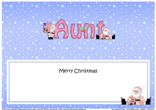 Large DL Merry Christmas AUNT with Santa insert