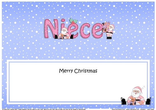 Large DL Merry Christmas NIECE with Santa insert