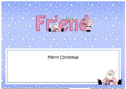 Large DL Merry Christmas FRIEND with Santa insert