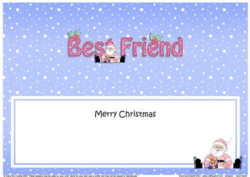 Large DL Merry Christmas BEST FRIEND with Santa insert