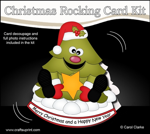 3D Shaped Rocking Christmas Card Mini Kit - Cute Christmas Tree has a Star