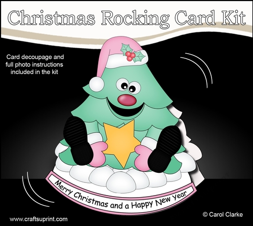3D Shaped Rocking Christmas Card Mini Kit - Cute Christmas Tree has a Star