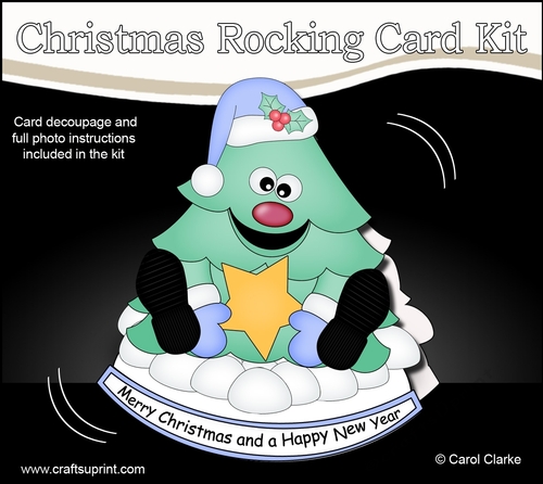 3D Shaped Rocking Christmas Card Mini Kit - Cute Christmas Tree has a Star
