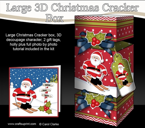 3D Large Christmas Cracker Box Mini Kit -  Santa is Skiing