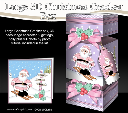 3D Large Christmas Cracker Box Mini Kit -  Santa is Skiing