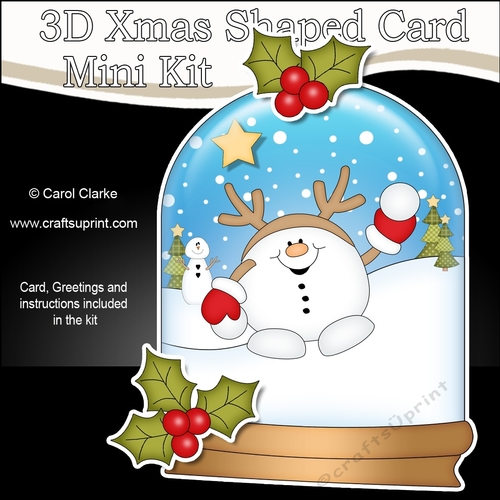 3D Shaped Christmas Snow Globe Card Kit - Snowball Sam