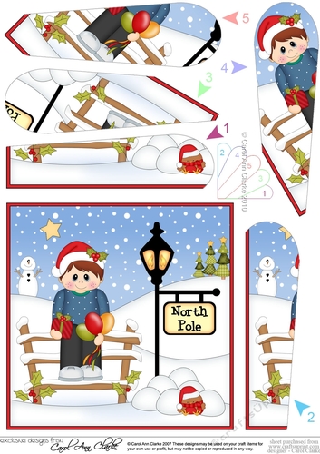 Man is at the North Pole Christmas Fan Pyramage Topper
