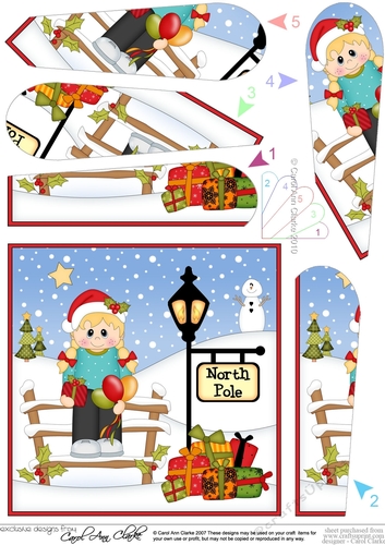 Girl is at the North Pole Christmas Fan Pyramage Topper