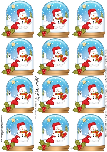 Christmas Snowman Oli Snow Globe Gift Tags