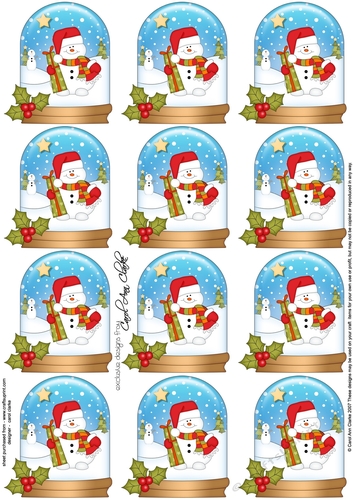Christmas Snowman Oli Snow Globe Gift Tags
