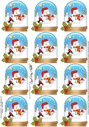 Christmas Snowman Oli Snow Globe Gift Tags