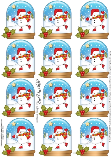 Christmas Snowman Oli Snow Globe Gift Tags