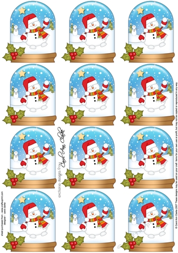 Christmas Snowman Oli Snow Globe Gift Tags