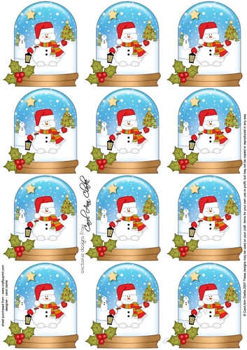 Christmas Snowman Oli Snow Globe Gift Tags