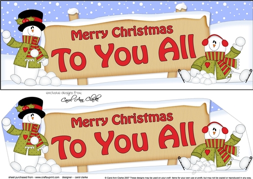 large DL Merry Christmas TO YOU ALL with Snowman 3D decoupage