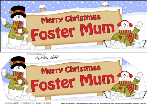 large DL Merry Christmas FOSTER MUM with Snowman 3D decoupage