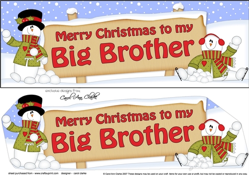 large DL Merry Christmas to my BIG BROTHER with Snowman 3D decoupage