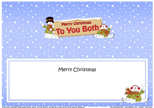 large DL Merry Christmas TO YOU BOTH with Snowman insert