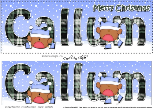 Large DL Merry Christmas CALLUM 3D decoupage 