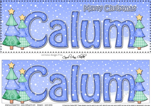 Large DL Merry Christmas CALUM 3D decoupage 