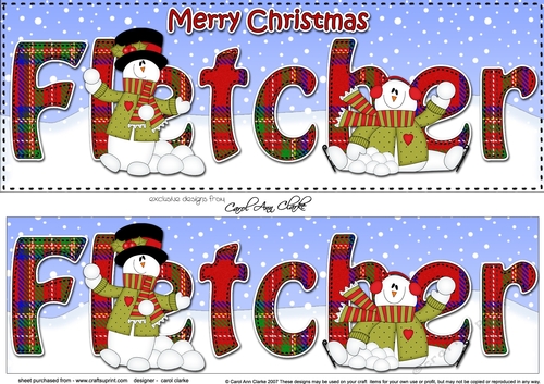 Large DL Merry Christmas FLETCHER 3D decoupage 