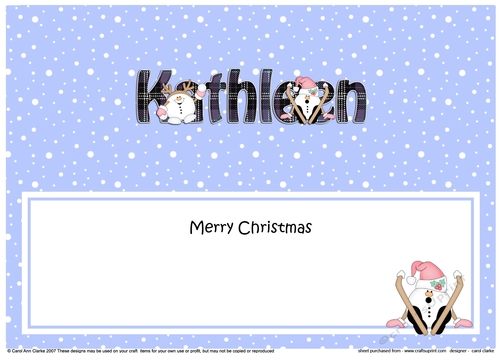 Large DL Merry Christmas KATHLEEN insert