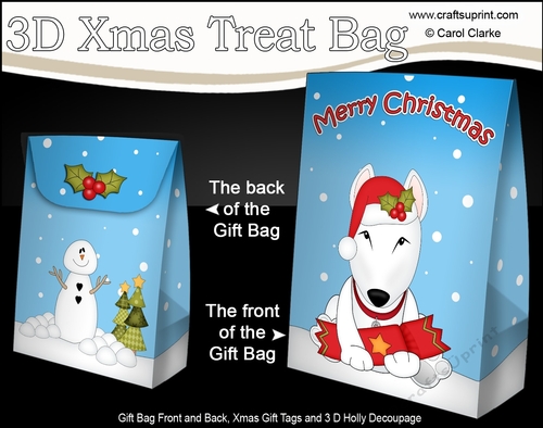 3D Christmas Gift Bag Mini Kit - Little English Bull Terrier Dog