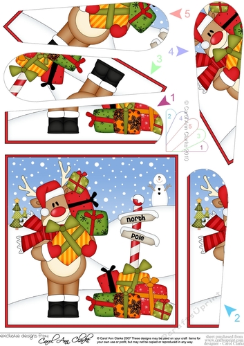 Christmas Rudolph is at the North Pole Fan Pyramage Topper