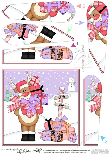 Christmas Rudolph is at the North Pole Fan Pyramage Topper