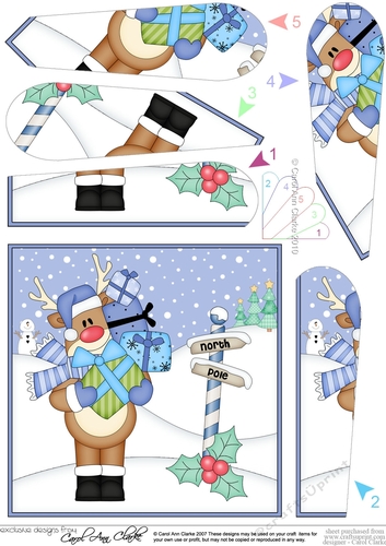 Christmas Rudolph is at the North Pole Fan Pyramage Topper