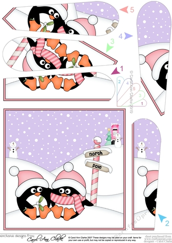Christmas Penguins are at the North Pole Fan Pyramage Topper