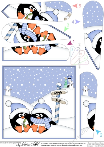 Christmas Penguins are at the North Pole Fan Pyramage Topper
