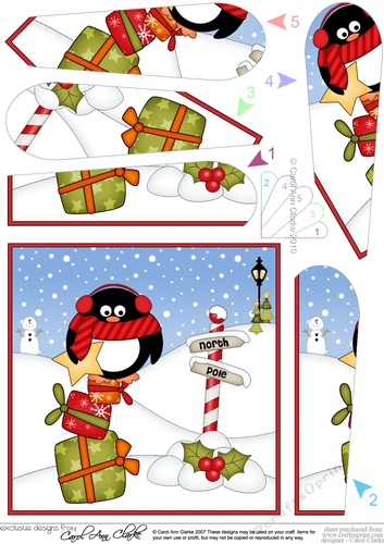 Christmas Penguin is at the North Pole Fan Pyramage Topper