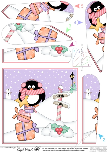 Christmas Penguin is at the North Pole Fan Pyramage Topper