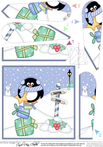 Christmas Penguin is at the North Pole Fan Pyramage Topper