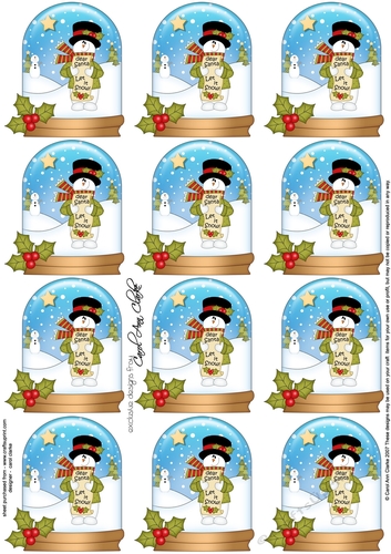 Christmas Snowman Rio Snow Globe Gift Tags