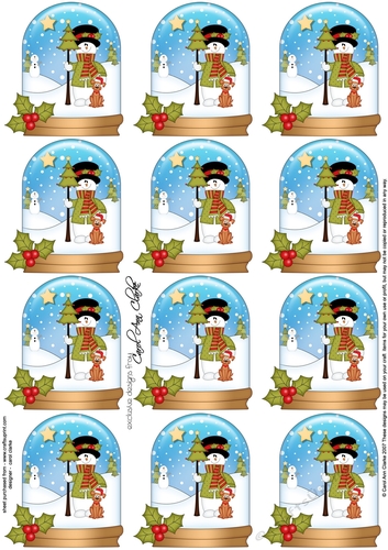 Christmas Snowman Rio Snow Globe Gift Tags