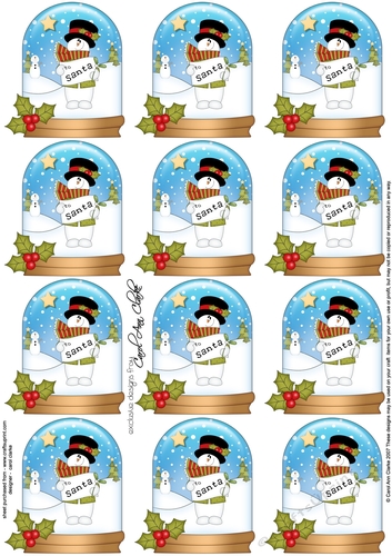 Christmas Snowman Rio Snow Globe Gift Tags