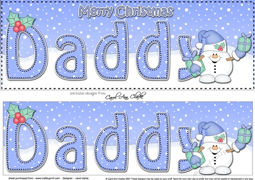 Large DL Merry Christmas DADDY 3D decoupage with Snowball Sam