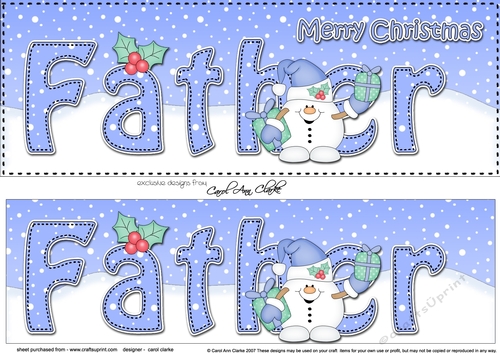 Large DL Merry Christmas FATHER 3D decoupage with Snowball Sam