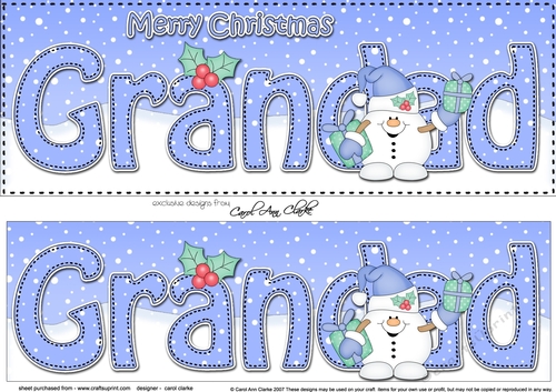 Large DL Merry Christmas GRANDAD 3D decoupage with Snowball Sam