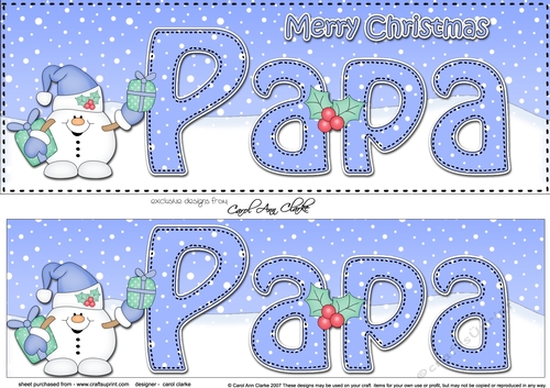Large DL Merry Christmas PAPA 3D decoupage with Snowball Sam