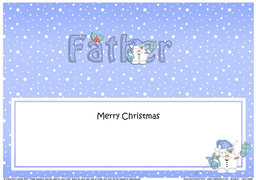 Large DL Merry Christmas FATHER insert with Snowball Sam