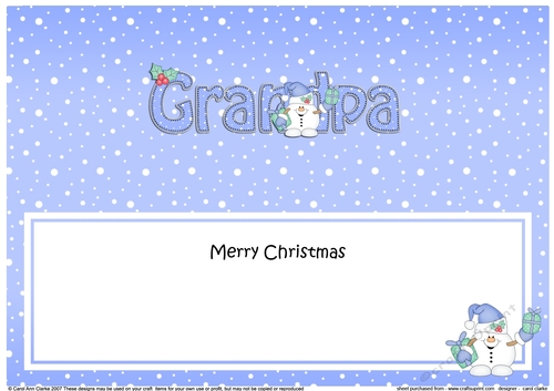 Large DL Merry Christmas GRANDPA insert with Snowball Sam