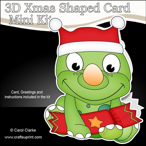 3D Shaped Christmas Card Kit - Cute Little Tyr Dino