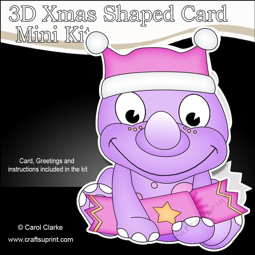 3D Shaped Christmas Card Kit - Cute Little Tyr Dino